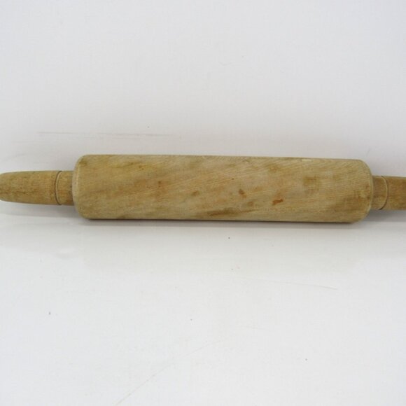 Vintage Brown Wooden Rolling Pin with Grooved Handles 17" Long 2 1/4" Wide - Picture 4 of 10